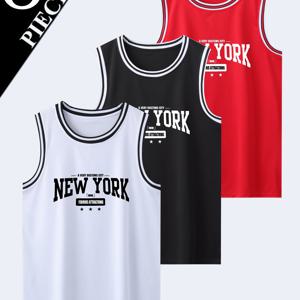 TEMU 3pcs 남성 농구 탱크 탑 - 고탄성 빠른 건조 폴리에스터, 슬리브리스 운동 조끼 