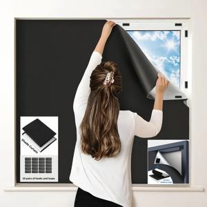 TEMU 1개 자가 점착형 암막 커튼, 가정용, 다양한 창문 크기에 맞게 쉽게 잘라 사용 가능, 창문, 침실, 방 및 기숙사에 적합, 완전한 빛 차단, 드릴 불필요, 제거 및 세탁 가능!