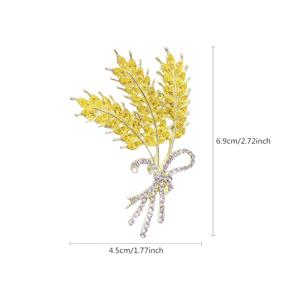 TEMU 우아한 금색 밀 귀걸이 - 빛나는 라인스톤이 장식된 우아한 주석 합금 브로치 - 스웨터, 코트, 스카프, 드레스에 적합한 우아한 액세서리 - 캐주얼한 의상이나 고민된 선물로 적합, 일상적인 액세서리|우아한 액세서리|주석 합금으로 내구성이 뛰어남