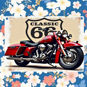 TEMU 2D 플랫 - 빈티지 데이비슨 메탈 사인 - 홈, 차고 또는 욕실용 레트로 티닌 벽 장식 (8X12인치) - 도로 풍경과 꽃무늬 디자인의 클래식 철제 명판, 욕실 장식에 이상적 | 레트로 벽 간판 | 오래된 모양