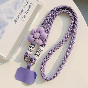 TEMU 5-잎 꽃 세 줄 라니어 크로스바디 가방 스트랩 폰 케이스 손실 방지 코드 범용 스페이서