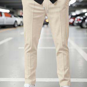 TEMU 남성용 와프거 탄력 있는 끈 조절 캐주얼 팬츠 - 레그 테이퍼드 핏, 솔리드 컬러 사계절 편안함 비치웨어 & 데일리 웨어 - 남성 및 청소년을 위한 다목적 스포츠복, 해변 의류, 스타일리시한 스포츠 패션, 편안한 소재