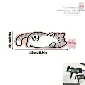 TEMU 1/2개, 두 개의 양털 러그 세트, 귀여운 고양이 긴 스트립 침대 옆 담요, 창의적인 만화 동물 패턴 지역 매트, 초고소한 장식 매트 패드, 실내 미끄럼 방지 포인트 바닥 현대 러그 침실, 만화 고양이 거실 러그