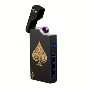 TEMU LCFUN 방풍 전기 플라즈마 듀얼 아크 라이터 - USB 충전식 LED 배터리 디스플레이, 에이스 디자인, 내구성 & 휴대용 캠핑, 바비큐, 벽난로용 - 아버지의 날 선물 추천, 스타일리시 액세서리, 고품질 제작, 스마트 점화 기능, 기기 애호가를 위한 아이템|캠핑용품