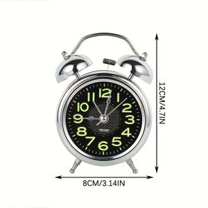 TEMU 1개 4인치 금속 초대형 알람 시계와 야간 조명, 홈 , 침실, 거실, 사무실용, 무거운 수면자/노인/학생을 위한 야간 조명 알람 시계, 개학 시즌 크리스마스 선물