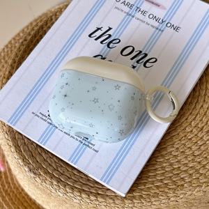 TEMU 라이트 블루 스타리 에어팟 케이스, 노란색 뚜껑 - 에어팟 프로 2, 3, 4용, 미끄럼 방지, 긁힘 방지 플라스틱 이어폰 홀더, 여성용 스타일리시하고 디자인, 에어팟 보관|스타일리시 이어폰 케이스|내구성 있는 플라스틱 케이스, 에어팟 액세서리용