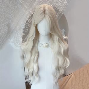 TEMU 26인치 여성용 화이트 골든 블론드 웨이브 긴 곱슬머리, 로즈 넷 캡, 통기성 및 다용도로 사용 가능한 할로윈, 코스프레, 파티용 웨이브, 우아한 헤어피스, 안전한 핏 헤드기어
