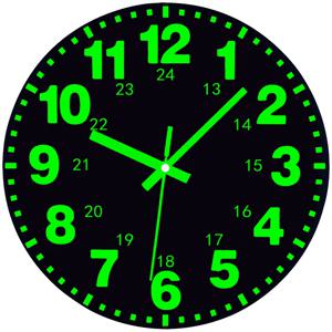 TEMU 1개 12인치 발광 벽시계 - 무소음, 블랙 페이스 & 그린 숫자, 배터리 구동 (AA 배터리 미포함), 거실/침실 장식용, 빈티지 디자인, 내구성 강한 홈 데코