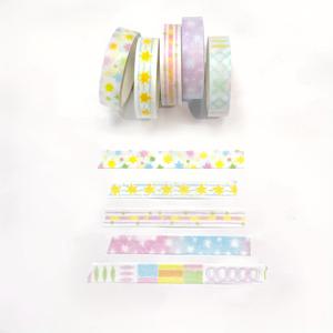 TEMU 5 롤의 반짝이는 귀여운 만화 및 종이 테이프, 반짝이는 손 계정 미세 테이프 세트, 스크랩북, 저널링 및 공예용 장식 종이 테이프