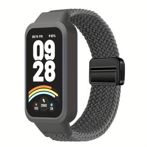 TEMU 케이스 + 샤오미 미밴드 9 액티브/레드미 워치 3 밴드 여성/남성용 통기성 브레이디드 나일론 스트랩, 레드미 워치 3/미밴드 9 액티브 스마트워치 액세서리용 탄성 마그네틱 패브릭 나일론 팔찌 손목밴드