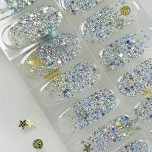 TEMU 매니큐어 스티커, 투명 글리터, 22개입, 베이킹 필요 없음, 살롱 퀄리티, 오래 지속, 빠르고 쉬운 적용 - 네일 파일 포함