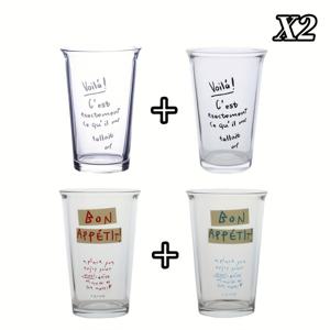 TEMU 4/8pcs 프랑스어 알파벳 프린트 유리 컵 아이스 아메리카노 커피 컵 투명한 인스 스타일 홈 드링킹 컵 텀블러|텀블러