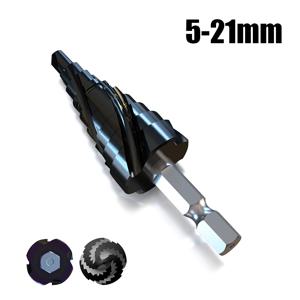 TEMU M35 코발트 4날 스텝 드릴 비트 1/4인치 미터법 테이퍼형 육각 생크, 스테인리스 스틸, 판금, 나무, 알루미늄 및 다양한 금속에 적합.