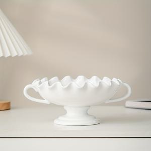 TEMU 세련된 화이트 더블 핸들 플라워 세라믹 트레이 - 모던 디자인, 매끄러운 표면으로 쉽게 청소 가능 & 내구성 | 목걸이, 귀걸이, 보석류, 화장품용 정원 테마 트레이 | 현관, 거실, 침실, 사무실을 위한 이상적인 장식품 | 집들이, 결혼식, 크리스마스, 할로윈 선물에 필수 홈 데코 | 비음식 접촉용