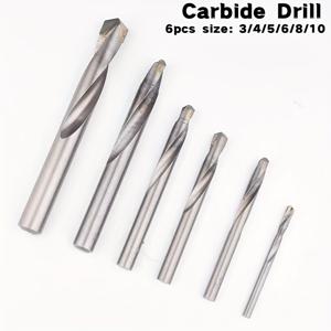 TEMU 6개 세트 카바이드 드릴, 3/4/5/6/8/10mm 라운드 샹크 비트 – 텅스텐 스틸 팁, 금속, 스테인리스, 얇은 철재, 주철 및 아연 도금 파이프용 – DIY 프로젝트에 적합한 핸드 드릴 호환