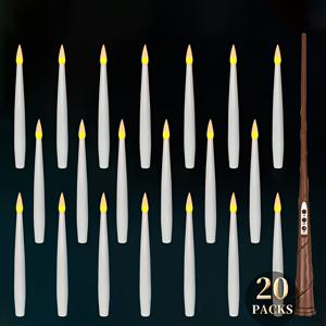 TEMU 봉을 든 부유하는 양초, 마법의 행잉 양초 10/20개입, 흔들리는 따뜻한 빛의 무화염 LED 부유하는 양초 (리모컨 포함), 배터리 작동 타퍼 양초 세트, 할로윈, 크리스마스 및 기타 축제 테마 파티에 적합