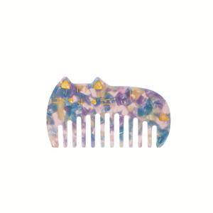 TEMU 1개 귀여운 동물 고양이 디자인 아세테이트 빗, 대형 이빨 여행용 포켓 사이즈 헤어 브러시 - 젖은 머리, 건조한 머리, 긴 머리, 짧은 머리, 곱슬머리, 직모용 안티스태틱 탈착 빗