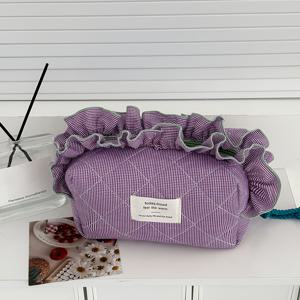 TEMU 대용량 메이크업 파우치 정리함 - 그린 & 오렌지 액센트가 있는 넉넉한 지퍼 코스메틱 케이스, 여성용 가벼운 여행용 메이크업 정리함, 집에서 사용하기 좋은 휴대용 메이크업 보관함, 생일, 크리스마스, 설날 선물로 이상적인 클래식 체크무늬 패턴, 넓은 내부 공간, 바쁜 전문가를 위한 스타일리시 포켓, 고품질 지퍼