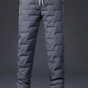 TEMU 남성용 겨울용 보온 안감 조거 팬츠 - 신축성 허리끈, 다중 포켓, 디자인, 따뜻한 캐주얼 아웃도어 바지, 블랙 폴리에스터, 레귤러 핏|냉장고바지|남자바지|바지