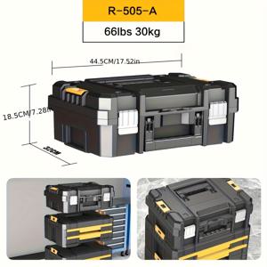TEMU 에어아지 멀티펑셔널 싱글 툴박스 - 스택 가능, 바퀴 달린 접이식 대용량 플라스틱 휴대용 보관함, 차량 정비/차고 수납 전용 도구 정리용