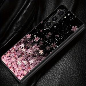 TEMU 삼성 갤럭시 폴드 시리즈용 밝고 사랑스러운 꽃무늬 디자인 폰 케이스 - 폴드4, 폴드5, 폴드7, Z 폴드 7, 6, 4, 3, 폴드6, 폴드3 호환 가능, 접이식 폰 케이스, 갤럭시 폴드 케이스, 접이식 폰 보호대, 트렌디한 케이스, 스타일리시한 폰 액세서리, 긁힘 방지 케이스, 보호 폰 쉘, 패션 액세서리, 그녀를 위한 선물