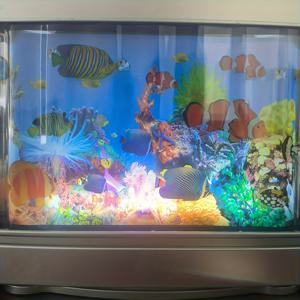 TEMU 데스크탑 LED 어항 장식 조명, 수중 세계를 시뮬레이션하는 어항, 휴대용 USB 시뮬레이션 물고기 야간 조명.