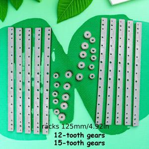 TEMU 5개/10개 팩 0.5 모듈 플라스틱 기어 가이드 레일 125mm 리니어 변속 고효율 정밀 내구성 저소음 자동화 장비/모델 제작 선물용 10T+12T+10T+15T 기어