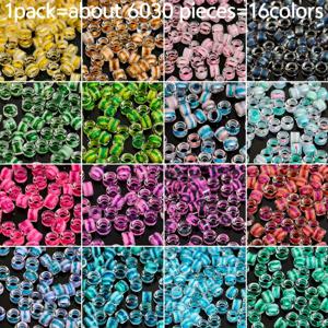 TEMU 6030 미니 잉크 비즈 - 16가지 생생한 컬러, DIY 주얼리 만들기용 2.5mm 실린더 유리 구슬 세트, 귀걸이 및 팔찌 제작