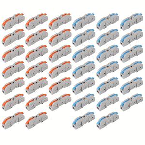 TEMU 40개 헤비듀티 퀵커넥트 터미널 - 구리 접점 및 PVC 절연체, 푸시-투게더 배선용 커넥터 (오렌지 & 블루 와이어 호환) - 자동차, 산업, 가정용 - IIC 시리어스 (40개입)