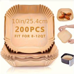 TEMU 스퀘어 에어프라이어 매트 - 8-12QT용 논스틱 식품급 베이킹 페이퍼, 요리 및 전자레인지 사용에 적합, 완벽한 크리스마스 선물