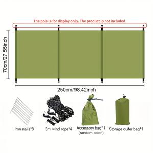 TEMU 신제품 캠핑 윈드브레이크 지지대 & 로프 액세서리, 접이식 경량 옥스포드 원단, 야외 활동 피크닉 바베큐용|캠핑용품
