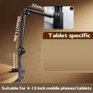 TEMU 구스넥 폰 & 태블릿 스탠드, 360°조절 가능한 유연 클램프, 침대 & 책상 거치대, 아이폰/아이패드/태블릿 호환, 블랙 카본 스틸, 백투스쿨, 친구 선물용