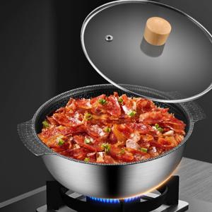 TEMU 스테인리스 스틸 덮개 점토 냄비, 샐러드 볼, 이중 손잡이 소형 볼 (인스턴트 국수용), 인덕션 및 가스 조리 모두에 적합, 가정용 점토 냄비 쌀 굽기 볼, 논스틱 냄비.