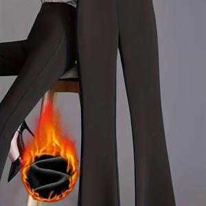 TEMU 겨울 여성용 안감 플레어 레깅스, 스트레치 쉐이핑 힙업 캐주얼 보온 두꺼운 따뜻한 팬츠|댄스복