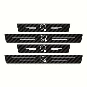 TEMU 4개 세트 카본 파이버 도어 실 프로텍터 - 스크래치 방지 & 충격 흡수, 미끄럼 방지 하트 디자인, 모든 차량 호환, 쉬운 설치 내구성 블랙 자동차 액세서리