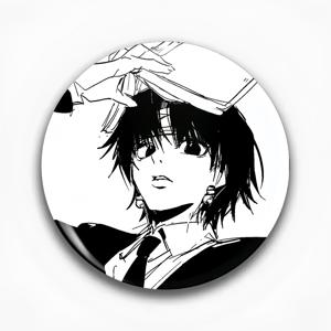 TEMU 1개 애니메이션 만화 밴드 배지 - 흑백 캐릭터 디자인, 내구성 있는 플라스틱/철제 소재, 재킷·모자·가방용 - 애니메이션 팬, 친구, 동창을 위한 완벽한 선물, 생일·졸업·스포츠 이벤트 장식품, 고품질 인쇄, 캐릭터 브로치, 패션 액세서리, 만화 디자인, 오래가는 소품