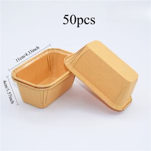 TEMU 50개 세트 튼튼한 코팅 카드보드 미니 빵 몰드 - 둥근 모서리 & 매끄러운 가장자리, 직사각형 비스틱 케이크 및 브레드 성형 트레이 (정교하고 균일한 빵, 머핀 제작용) - 가정 및 상업 주방에 적합 (쉬운 청소, 재사용 가능)