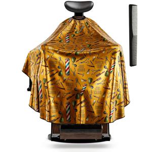 TEMU 1개 - 전문가용 프린트 패턴이 있는 바버 랩, 블랙 빗 포함, 조절 가능한 넥라인, 미용사 및 헤어스타일리스트용, 트렌디한 살롱웨어, 내구성 좋은 소재, 고품질 샤울, 조절 가능한 칼라, 그루밍 전문가를 위한 베이비 가이터, 살론 프로페셔널 액세서리