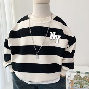 TEMU 남아용 새로운 가을 스웨트셔츠, 긴팔 라운드넥 탑, 추운 날씨에 어울리는 트렌디한 아동용 셔츠