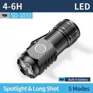 TEMU 1개 웃는 상어 슈퍼 LED 손전등, 3눈 몬스터 디자인, USB 충전식, 벨트 클립이 있는 휴대용 포켓 토치, 200루멘 고출력, 5가지 모드, 타입-C 충전, 스팟 빔, ABS 소재, 홈, EDC, 비상, 하이킹, 캠핑용, 재미있는 디자인, 내구성 있는 구조