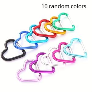 TEMU 하트 모양 야외 버클 10개 세트, 복숭아 하트 러기지 랙, 하트 모양 후크, 알루미늄 합금 옷걸이 (배터리 없음)