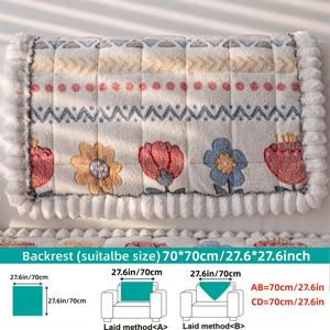TEMU 스타일 플러시 소파 커버, 1개 두꺼운 밀크 벨벳 미끄럼 방지 소파 보호대, 생동감 있는 꽃무늬, 애완동물 친화적 기계 세탁 가능 소파 쿠션 가구 보호대, 장식용 소파 담요와 베갯잇, 거실 및 침실에 적합|쇼파쿠션|3인용쇼파