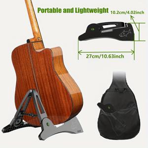 TEMU 휴대용 접이식 헤비듀티 기타 스탠드 - 베이스/일렉트릭/기타용, 조절 가능한 삼각대 A형 바닥 스탠드, 미끄럼 방지 패드, 여행 가능, 조립 불필요, 연습/무대/보관용 컴팩트 (폴리쉬)