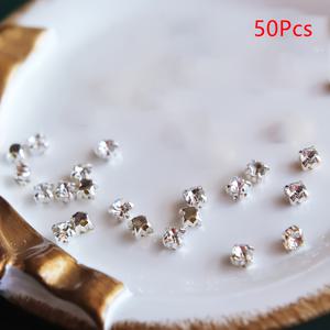 TEMU 50개 3mm 초소형 글라스 라인스톤, 골드 & 실버, 인형 공예용, 재봉 장식, 크래프트 데코, 정교한 공예 디테일, 반짝이는 포인트, 내구성 강한 유리 비즈, 정밀 절단 스톤, 라인스톤 팩, 소형 라인스톤, 주얼리 제작, DIY 애호가용