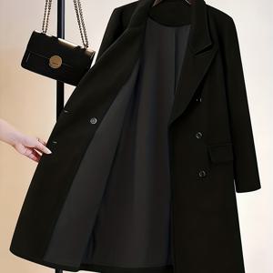 TEMU 롱 라펠 더블 브레스티드 트렌치 코트
