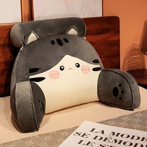 TEMU 플러시 고양이 침대 쿠션 & 소파 베개 - 부드럽고 포근한 스터프 동물 모양, 검정/흰색/분홍 발, 분홍 귀와 얼굴, 아늑한 낮잠 & 귀여운 홈 데코 선물