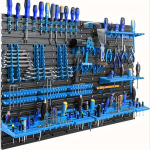 TEMU 헤비듀티 차고 작업실 공구 정리대 - 대형 선반, 나사 및 볼트 보관, 렌치 & 스패너 홀더 포함 - 내구성 플라스틱 제작, 15분 조립 완료, 정비사, DIY 애호가, 아버지를 위한 이상적인 선물 - 공간 절약형 내구성 플라스틱 랙, 벽걸이 선반,튼튼한 구조,홈 인프로브먼트