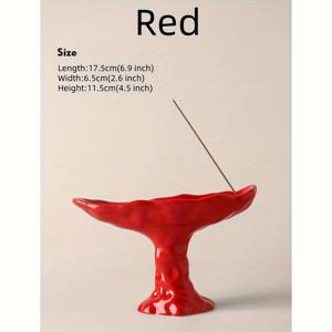 TEMU 1개 수제 세라믹 향로 & 보석 전시대 - 모던 젠 홈 데코, 광택 레드 글레이즈, 다기능 디퓨저, 튼튼한 베이스 & 캔들, 에센셜 오일, 장식용 전시를 위한 오픈 센터 - 거실, 침실, 명상 공간을 위한 우아한 세라믹 향로 - 내구성 있는 세라믹, 향 미포함, 홈 데코 & 보석 전시에 완벽