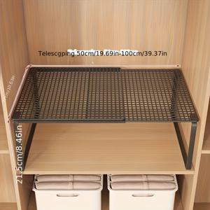 TEMU 헤비듀티 조절 및 확장 가능한 수납 선반 - 조립 필요 없는 풀아웃 선반 유닛, 텔레스코픽 선반 포함, 옷장, 주방, 침실에 적합 - 공간 절약형 확장형 선반 시스템, 랙