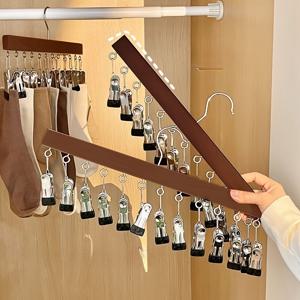 TEMU 12-클립 나무 모자 및 넥타이 보관 랙 - 야구 모자, 덕빌 모자, 헤드 스카프 및 넥타이에 적합한 공간 절약형 벽걸이 정리함 - 폴리시드 마감, 가정 및 기숙사 사용에 이상적, 기숙사 방 정리함 | 세련된 나무 디자인 | 스테인레스 스틸 클립, 벽걸이 모자 랙, 옷걸이, 옷걸이, 코트걸이, 옷걸이, 옷걸이, 바지걸이, 옷걸이